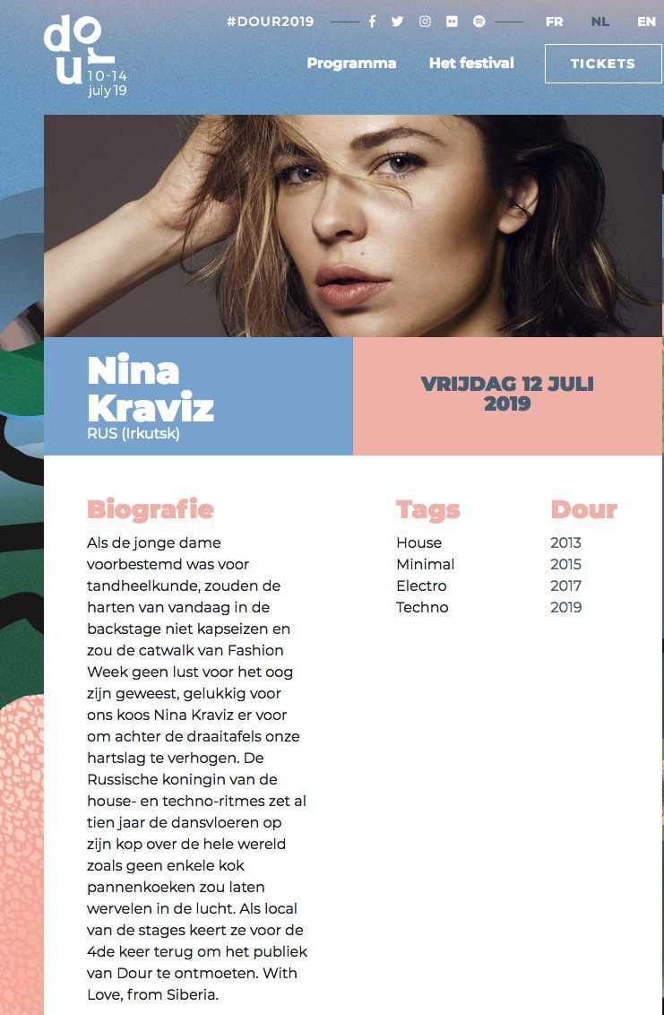 Page Internet. Dour. With Love, from Siberia. Nina Kraviz RUS (Irkutsk). 2019-07-12